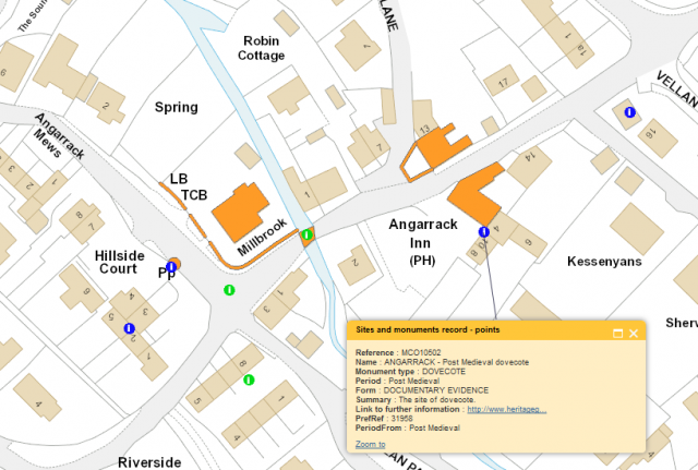 A culver house is recorded at Angarrack in 1828 A culver house is recorded at Angarrack in 1828